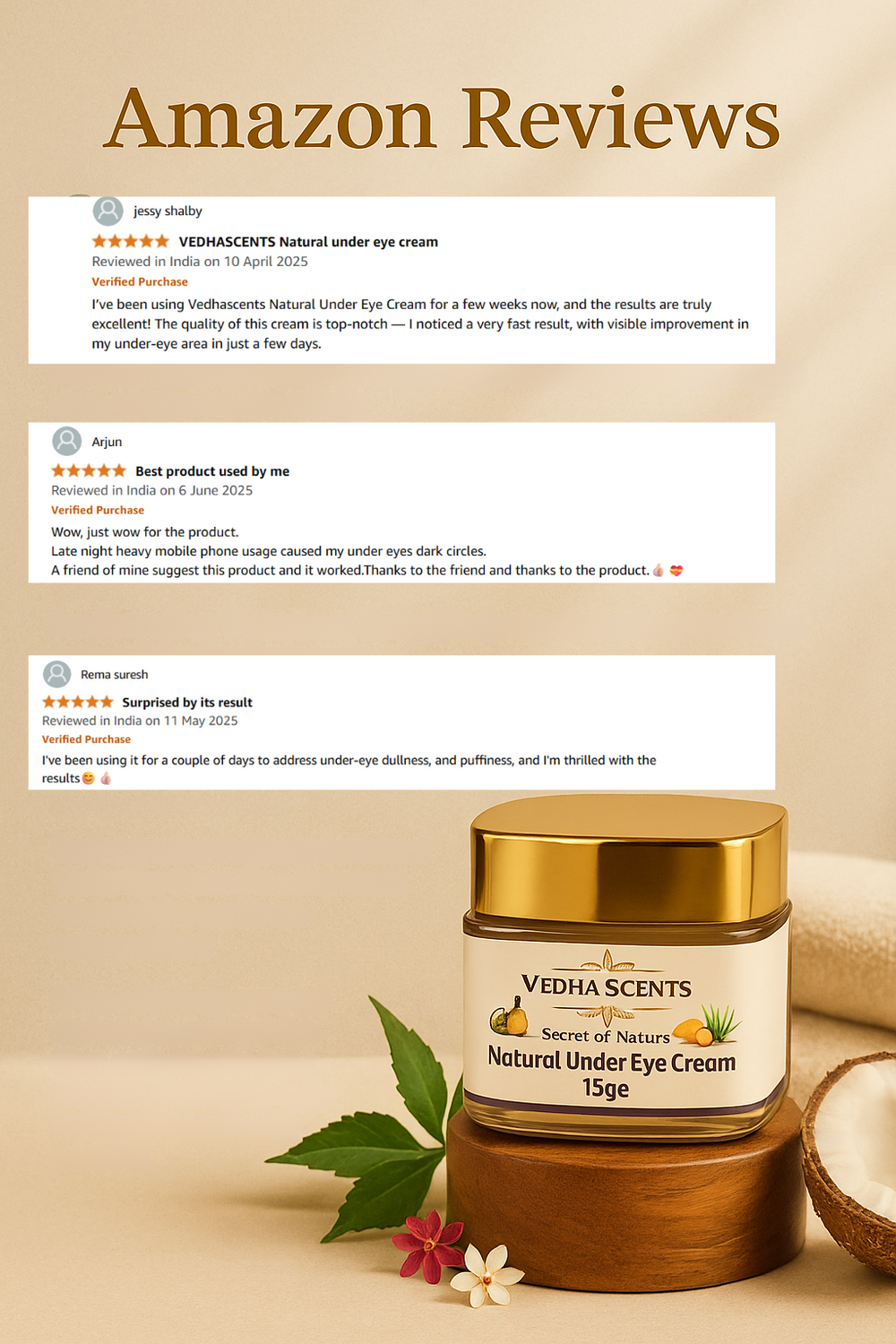 Vedhascents Premium Natural Under Eye Cream - 15gm