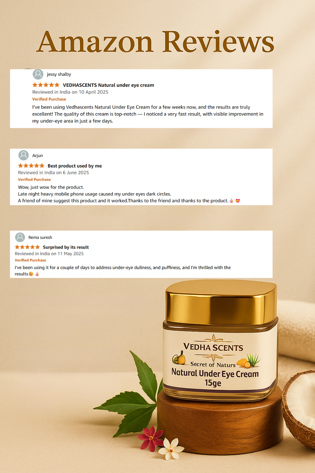 Vedhascents Premium Natural Under Eye Cream - 15g