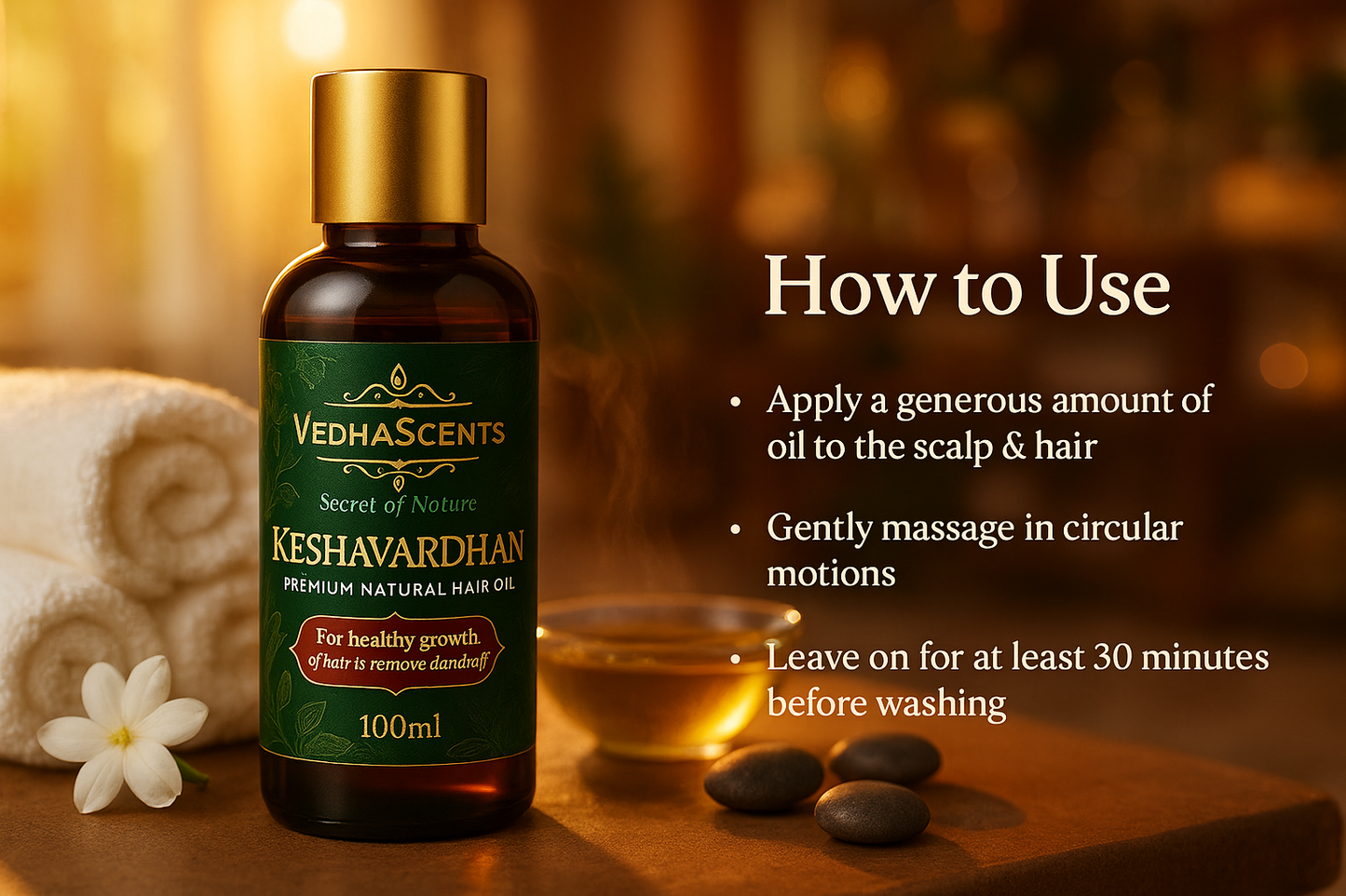 Vedhascents Keshavardhan Premium Natural Ayurvedic Hair Growth Oil – Best Anti Dandruff Hair Oil for Hair Fall Control, Hair Regrowth & Damage Repair – Natural Hair Loss Treatment for Women & Men – Scalp Nourishment & Shine -100ml