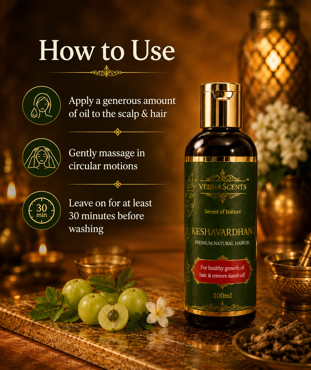 Vedhascents Keshavardhan Premium Natural Ayurvedic Hair Growth Oil – Best Anti Dandruff Hair Oil for Hair Fall Control, Hair Regrowth & Damage Repair – Natural Hair Loss Treatment for Women & Men – Scalp Nourishment & Shine -100ml