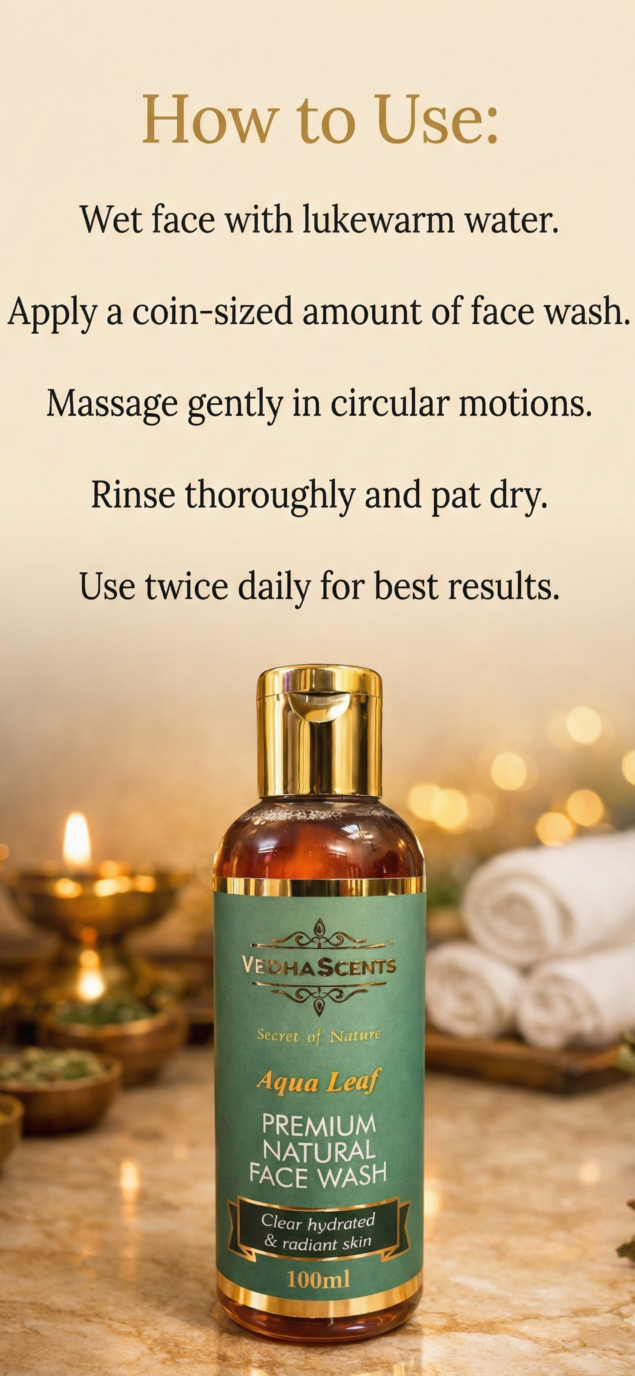 Vedhascents -Aqua Leaf-Premium Natural Face Wash|Best Face Wash for Oil, Acne & Pimple Control|Deep Cleansing & Glow Boosting-100ml