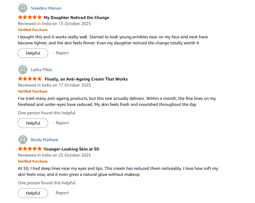 Vedhascents Premium Natural Anti-Ageing Cream | Ayurvedic Moisturizer for Wrinkles,Fine Lines, Dark Circles & Stretch Marks | Youthful, Hydrated, Glowing Skin | Pure Glow Pure Youth (50g)